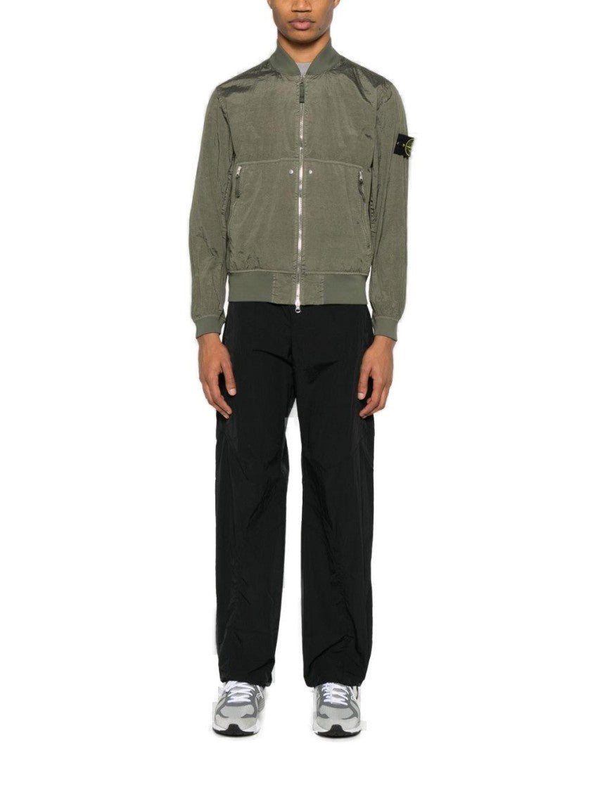 Stone Island Military Green Bomber Jacket With Iridescent Finish