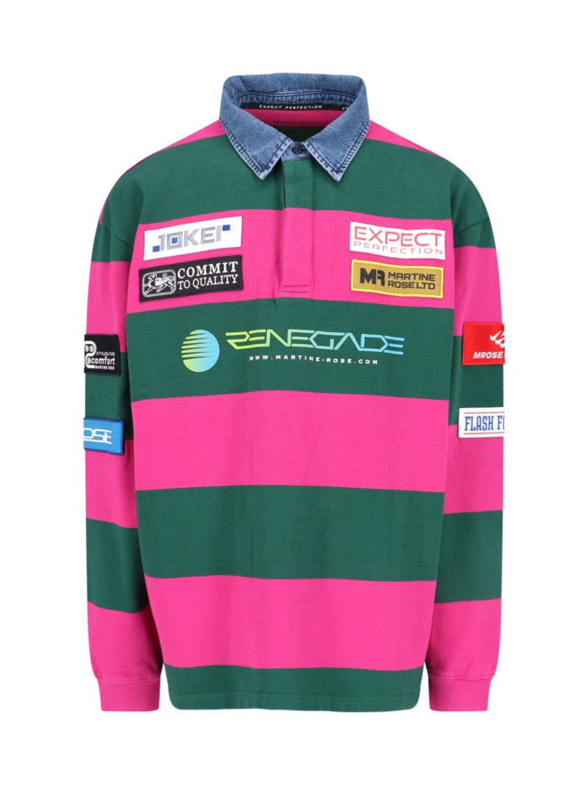 Martine Rose “Rugby” Polo Shirt Green And Pink
