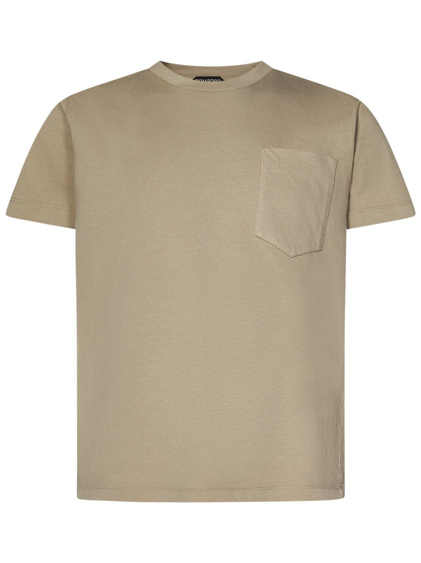 Tom Ford Dove Grey Cotton T-Shirt With Pocket
