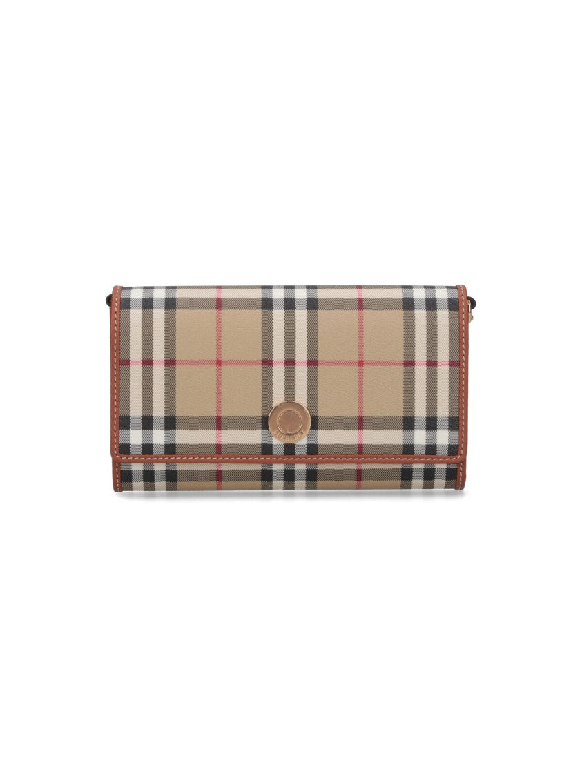 Burberry Beige Fabric Wallet With Multicolor Check Pattern