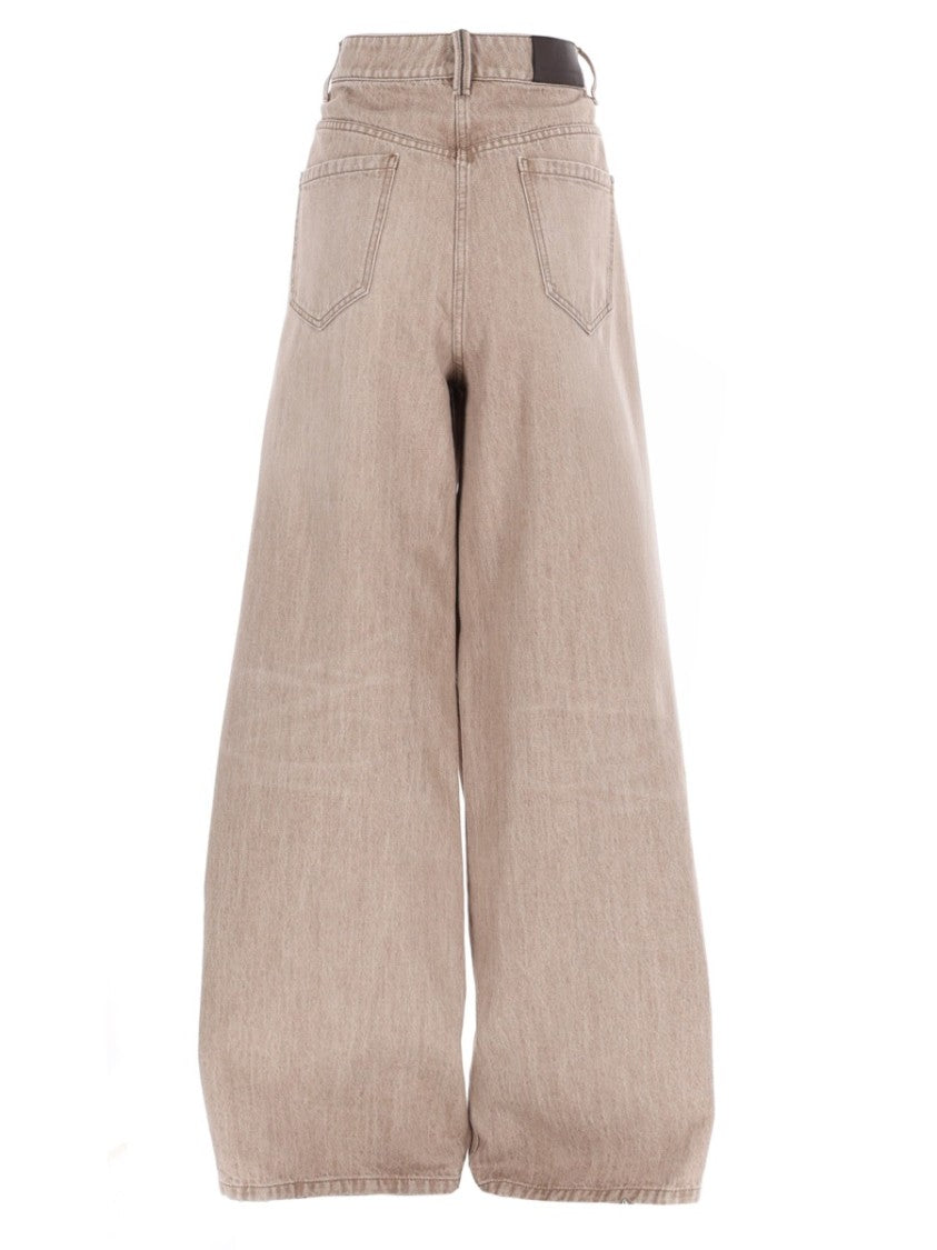 Brunello Cucinelli High-Waisted Vintage-Wash Cotton Barrel Jeans