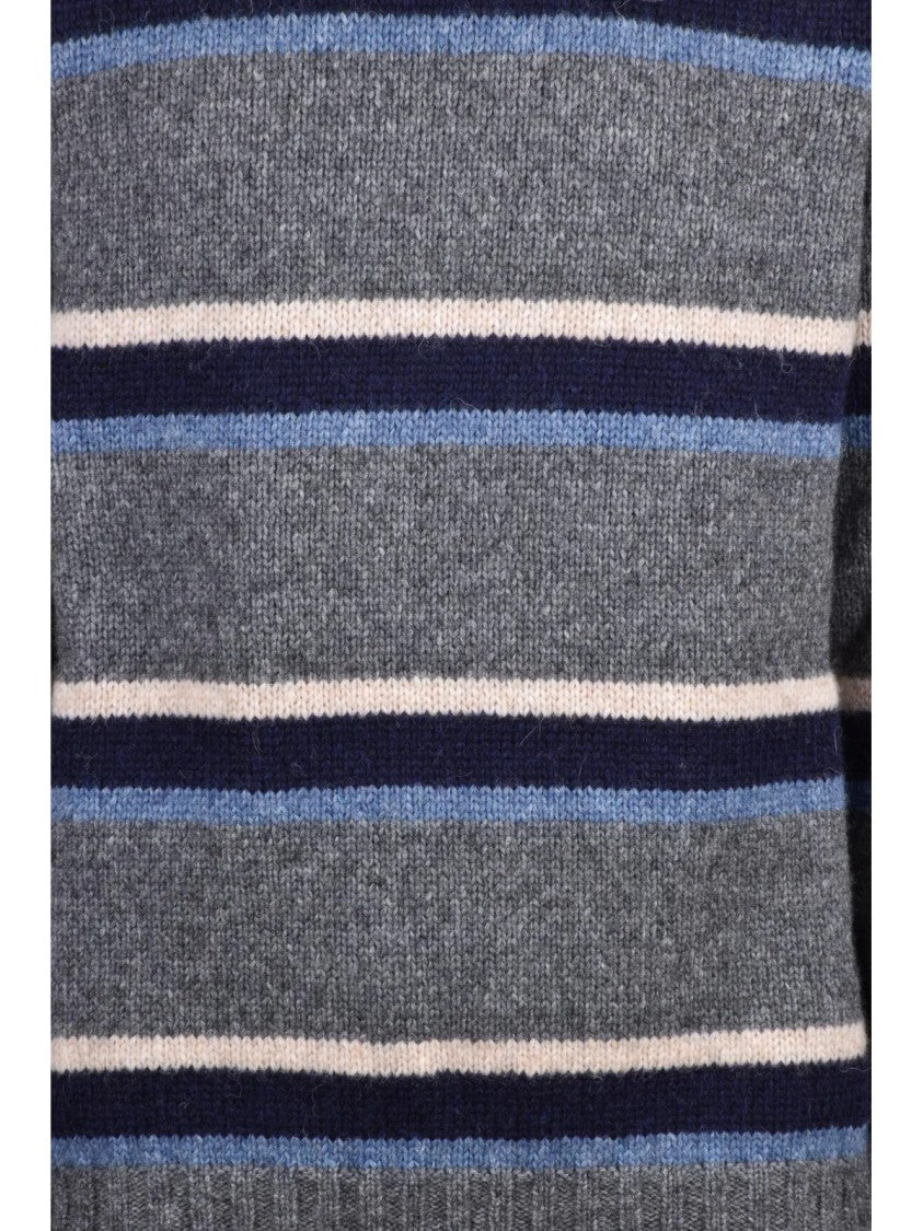 Alpha Studio Textured Knit High Neck Sweater With Ribbed Detailing