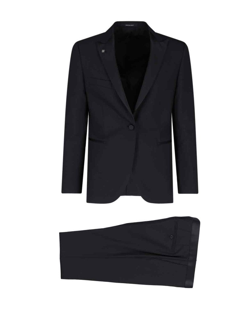 Tagliatore Black Single Breasted Wool Silk Straight Suit