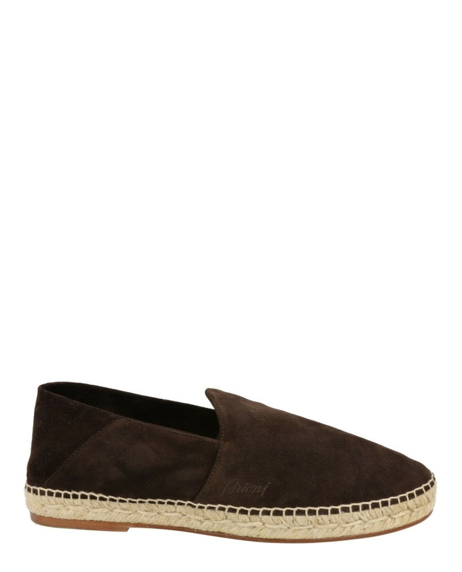 Brioni Slip-On Suede Espadrilles With Block Heel And Jute Sole