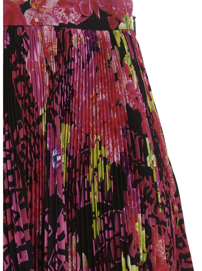 Versace Floral Print Crêpe De Chine Silk Skirt