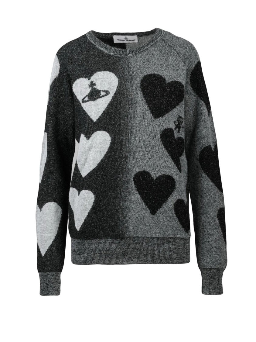 Vivienne Westwood Hearts Jumper With Unique Patchwork Design And Metallic Touch