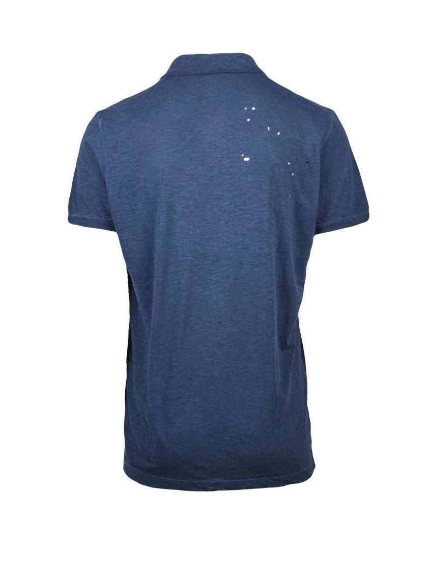 Dsquared2 Blue Cotton-Blend Distressed Polo Shirt