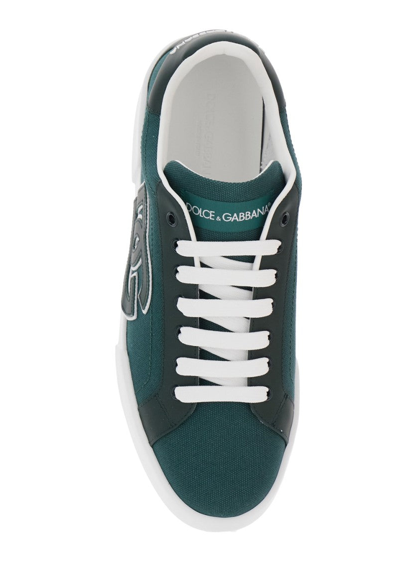 Dolce & Gabbana Portofino Canvas Sneakers With Prominent Logo
