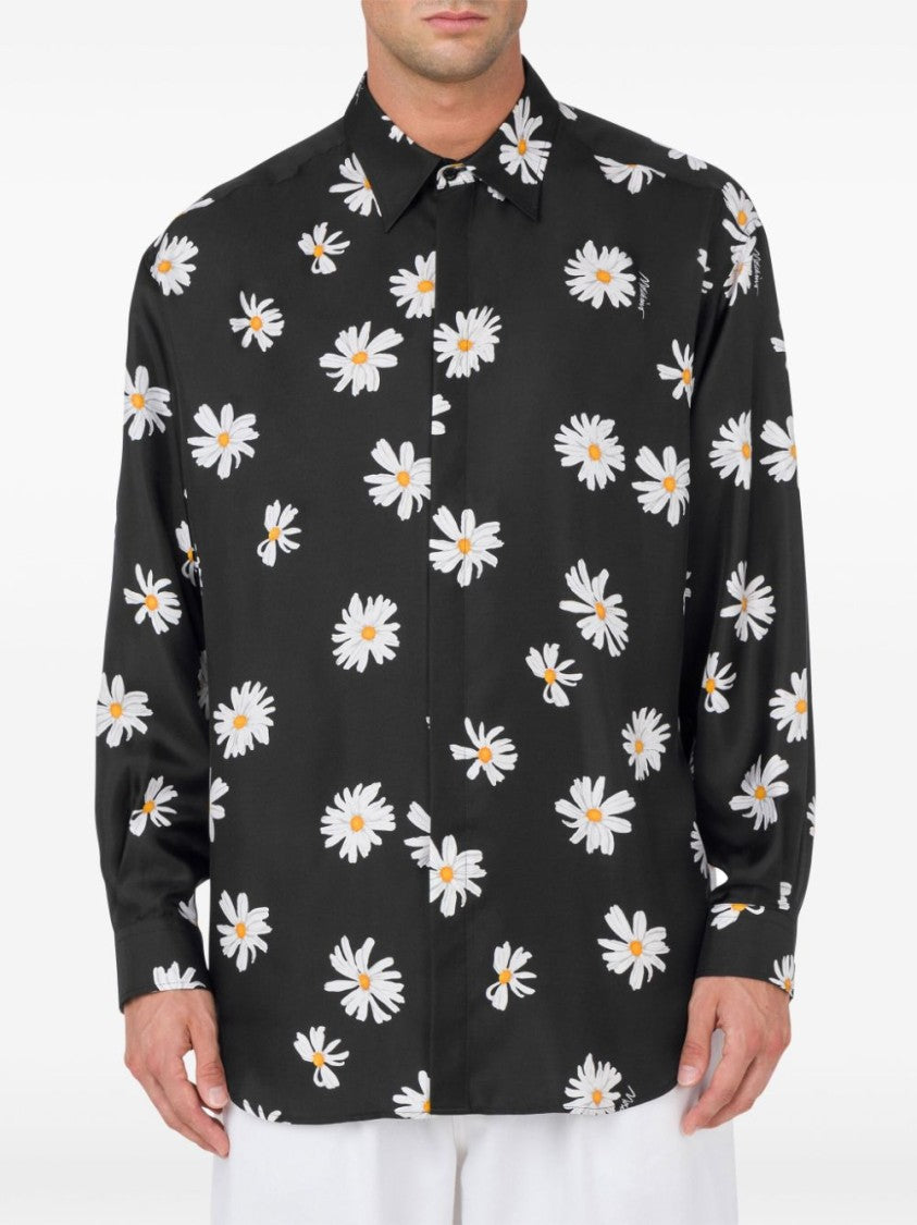 Moschino Black All-Over Floral Silk Shirt