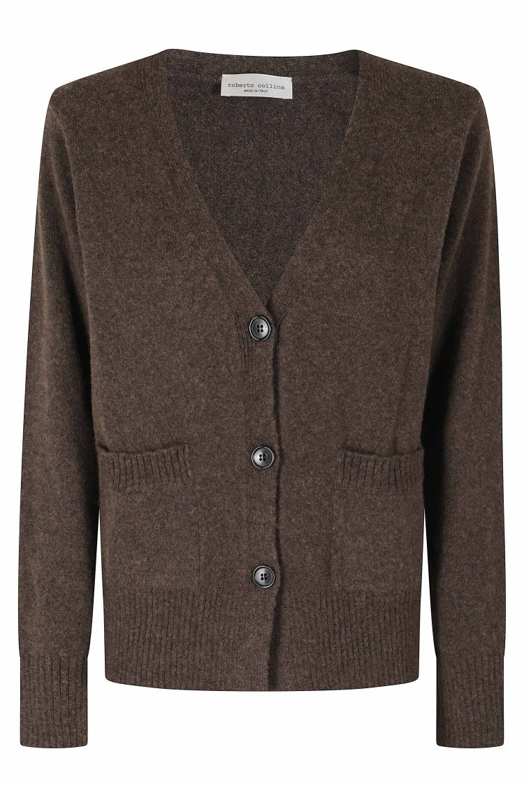 Roberto Collina Corteccia Wool-Camel V-Neck Oversized Cardigan
