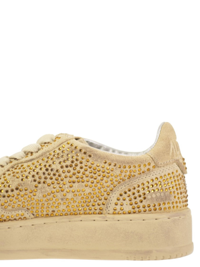 Autry Medalist Low - Suede Trainers With Rhinestones