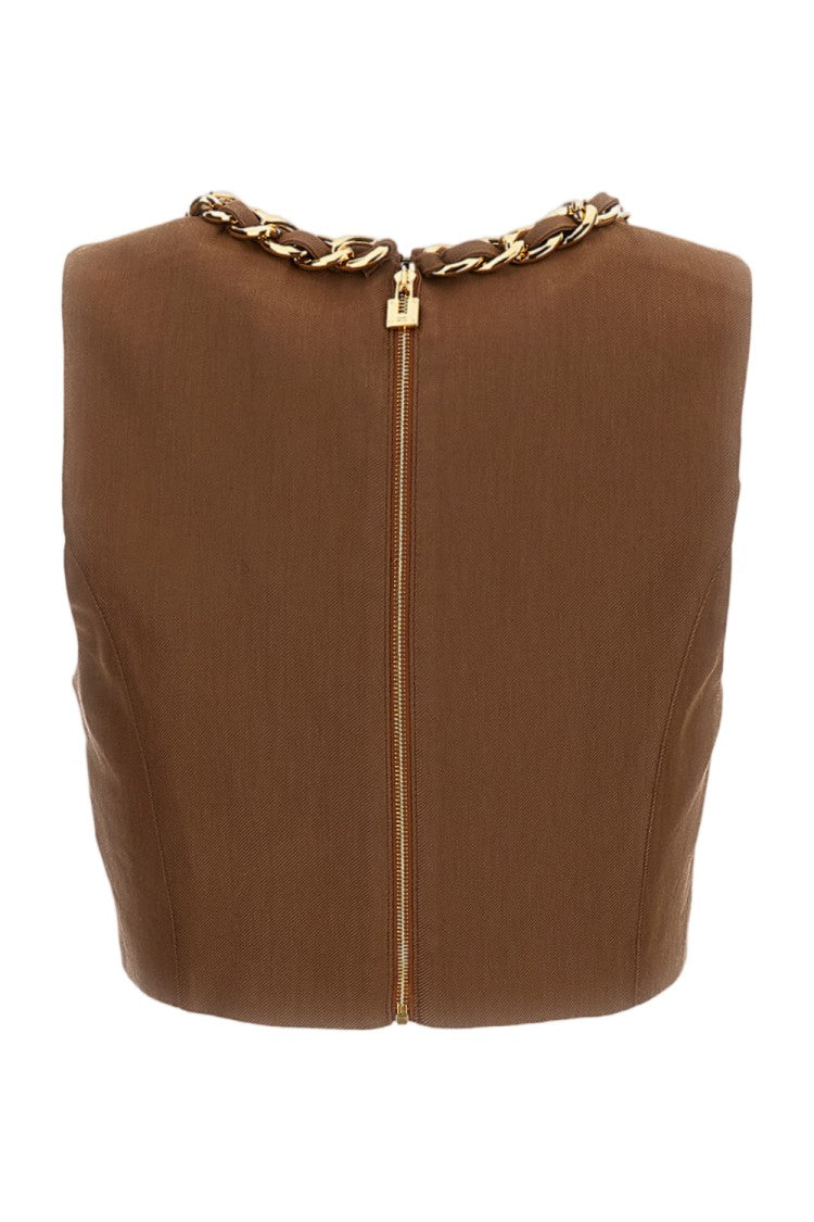 Elisabetta Franchi Cropped Linen-Blend Top
