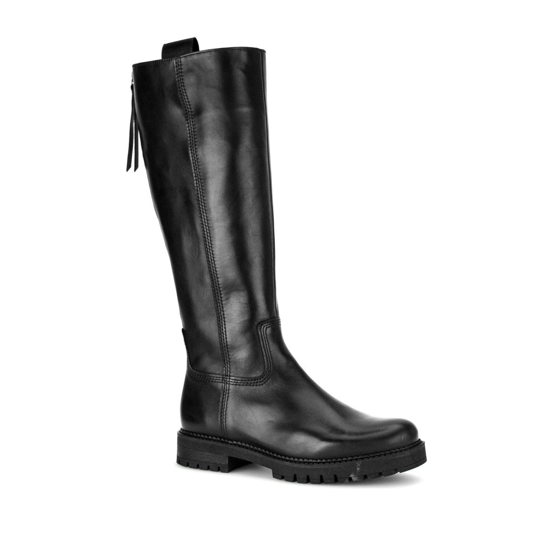 Gabor Black Smooth Leather Rounded Toe Boots