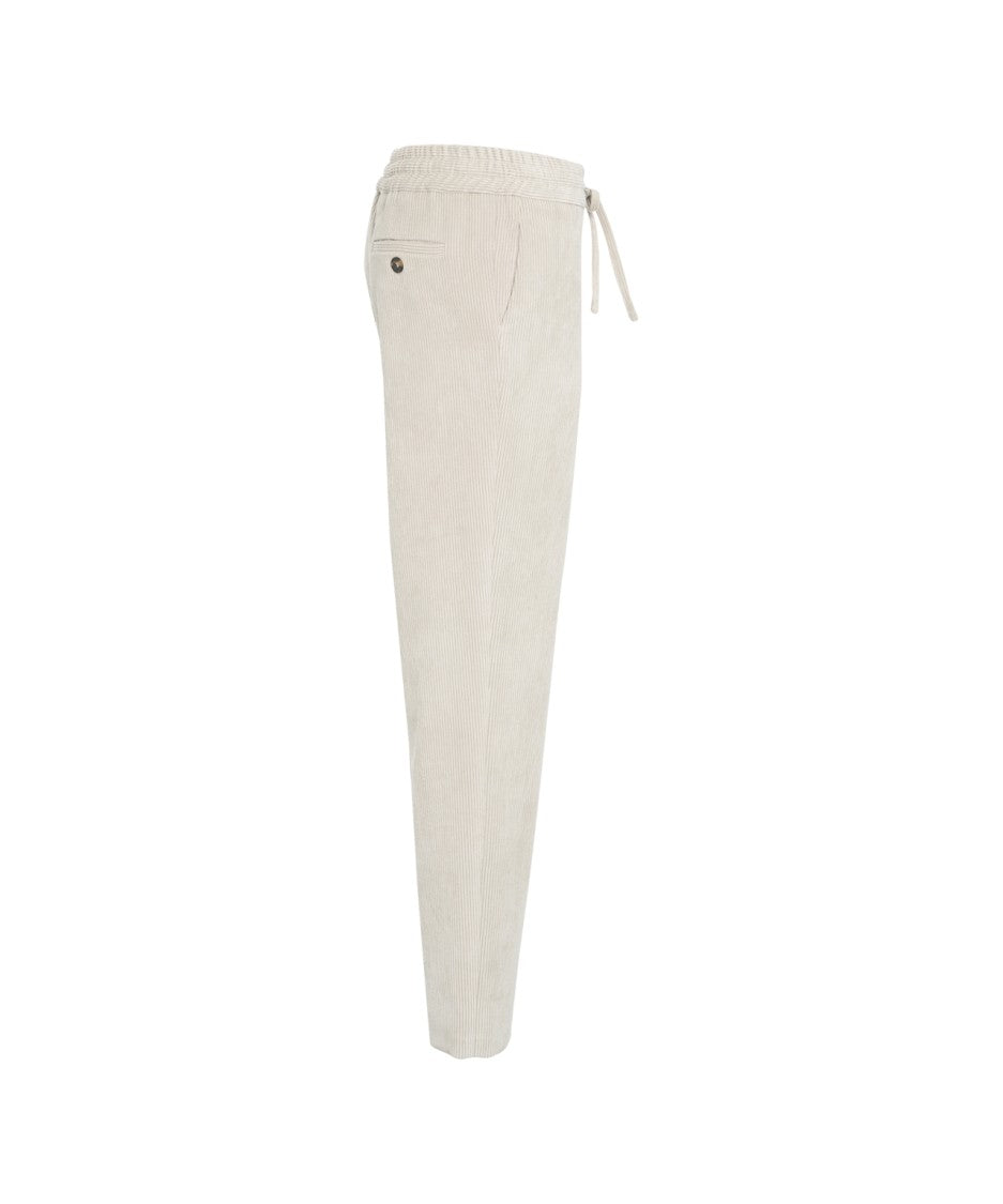 Gender Straight-Cut Corduroy Trousers With Drawstring Waist