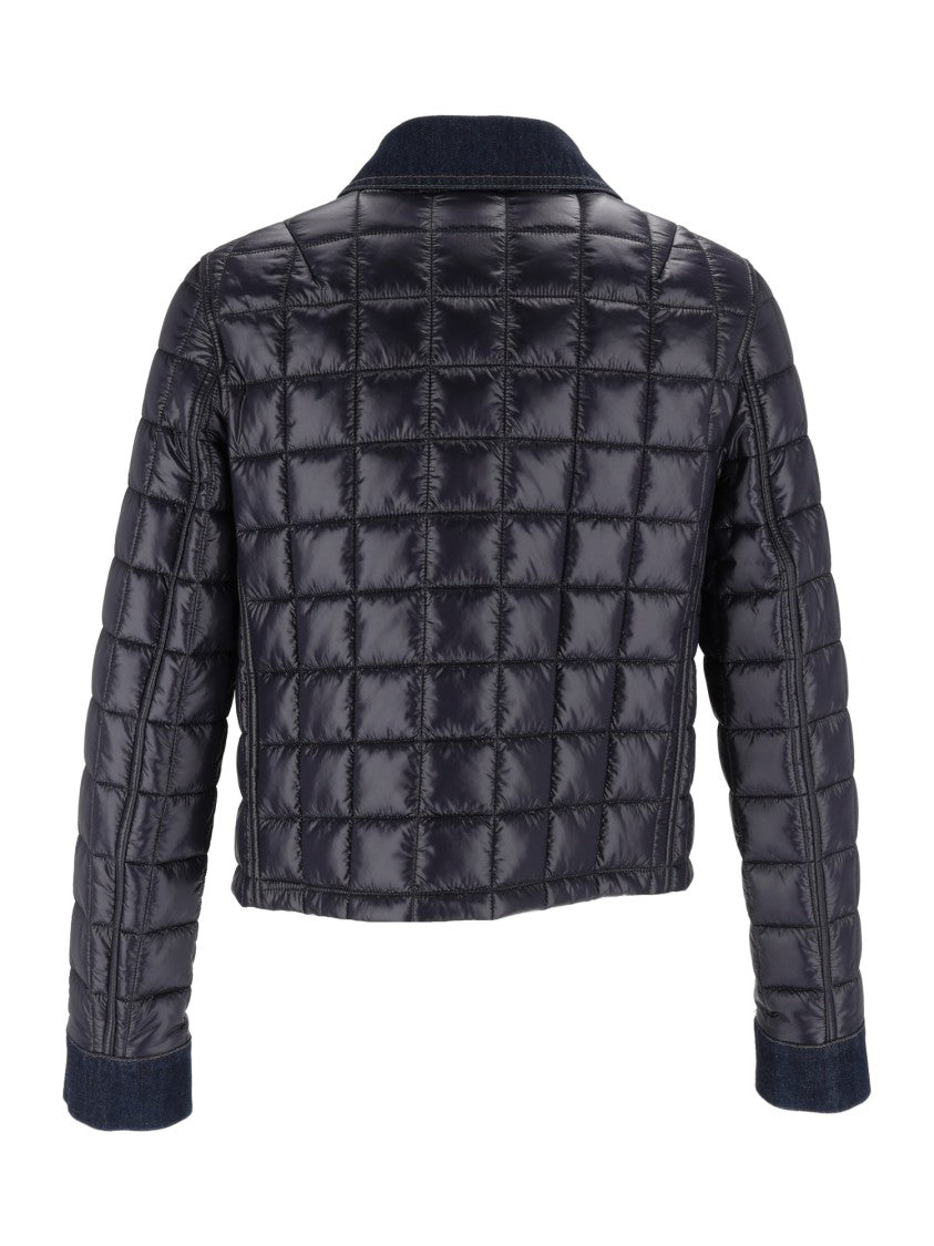 Fay Cropped Quilted Denim Jacket