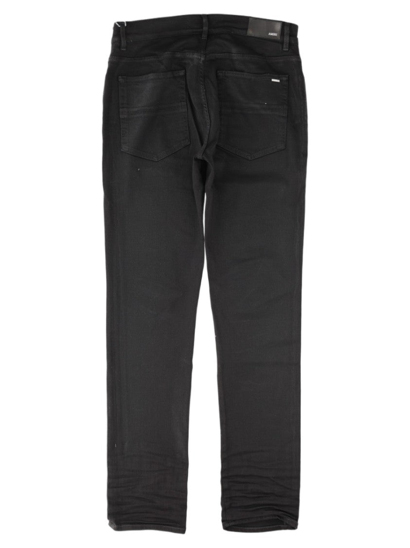 Amiri Slim Fit Distressed Black Cotton Jeans