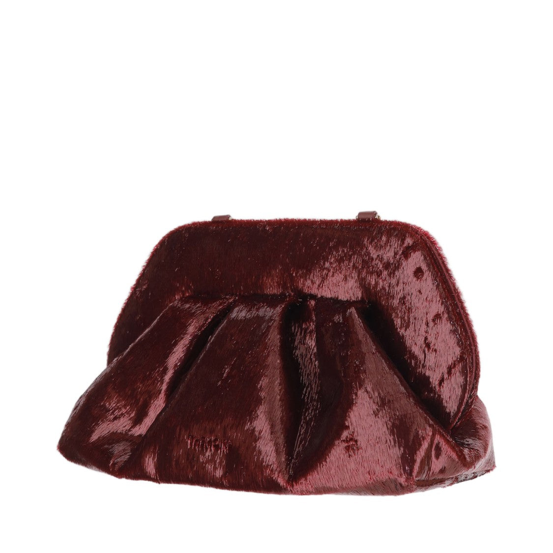 Themoirè Burgundy Ruched Detachable Strap Shoulder Bag