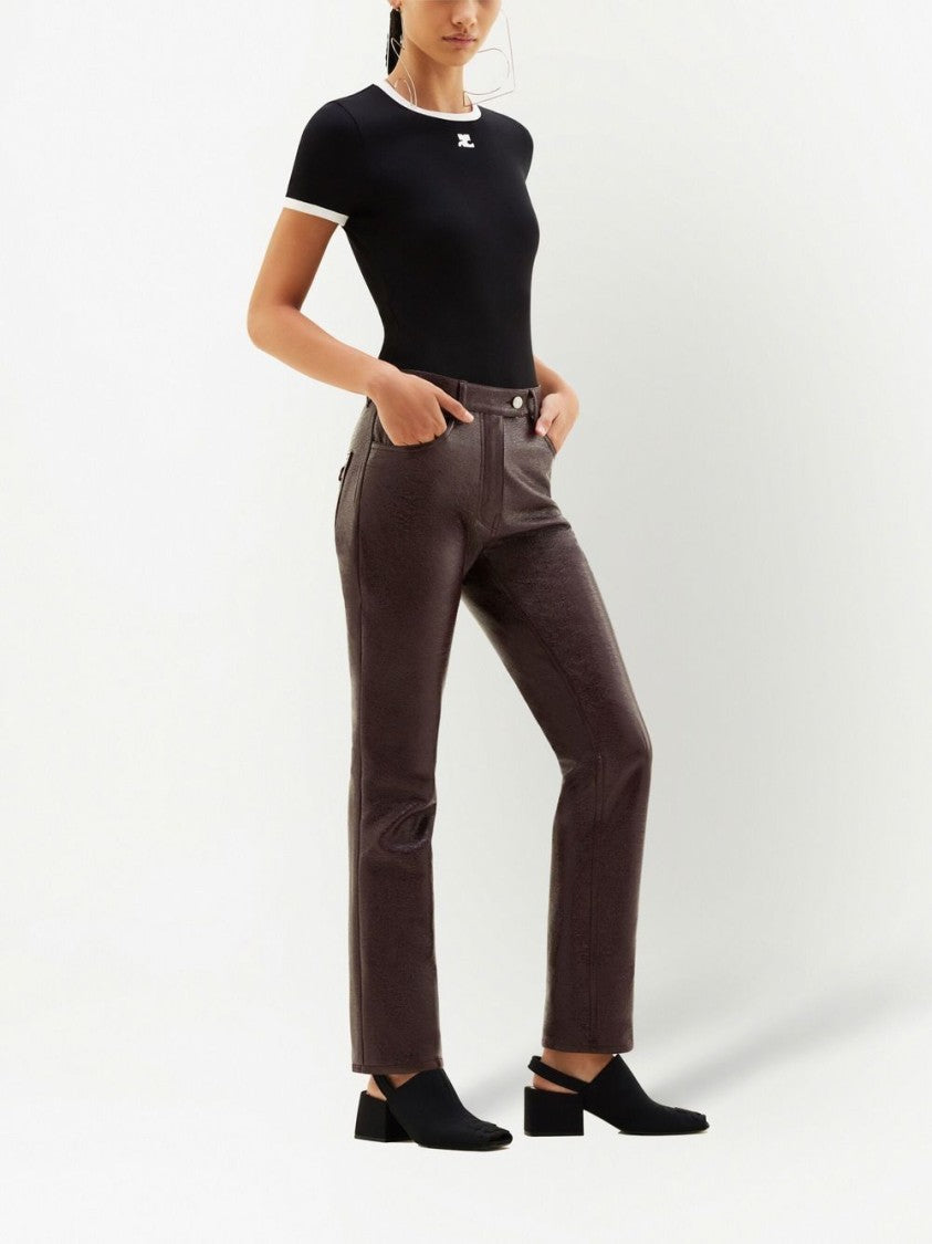 Courrèges Black Fitted Short-Sleeve Contrasting T-Shirt