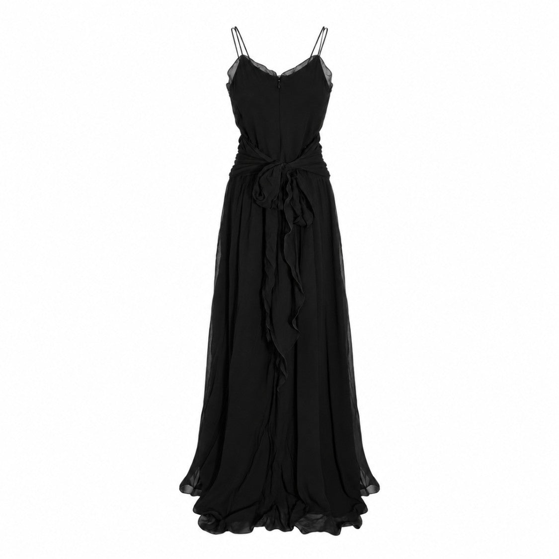 Blumarine Flowing Spaghetti Strap Floral Maxi Dress