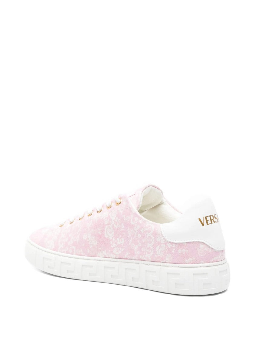 Versace Pink Barocco Greca Floral Pattern Sneakers