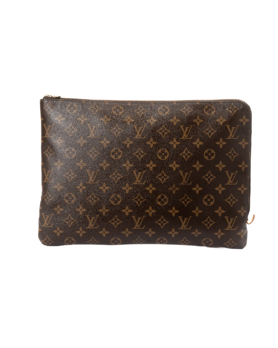 Louis Vuitton Rectangular Monogram Canvas Pouch With Gold Hardware