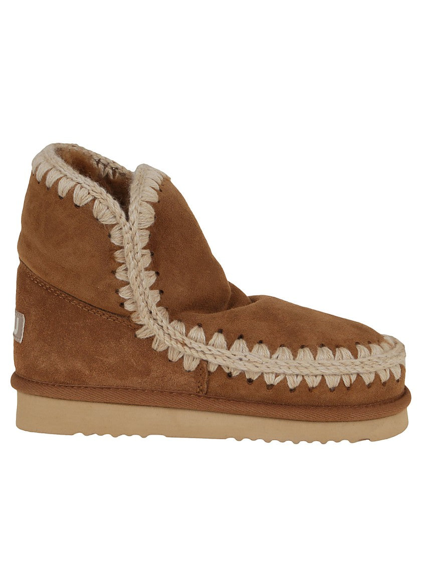 Mou Crochet Stitch Sheepskin Ankle Boots