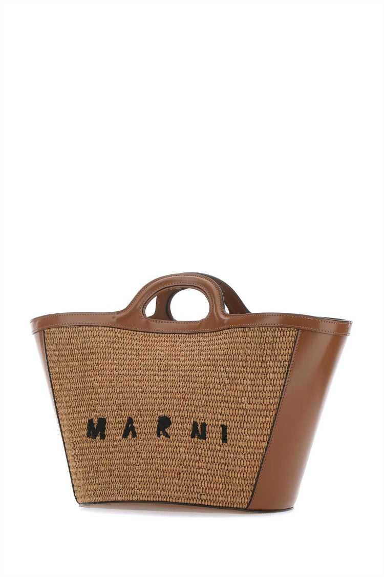 Marni Two-Tone Leather And Raffia Small Tropicalia Summer Handbag