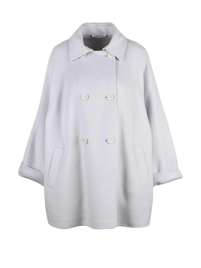 Stefano Mortari Flared Light Grey Coat With Double-Breasted Closure And Soft Texture