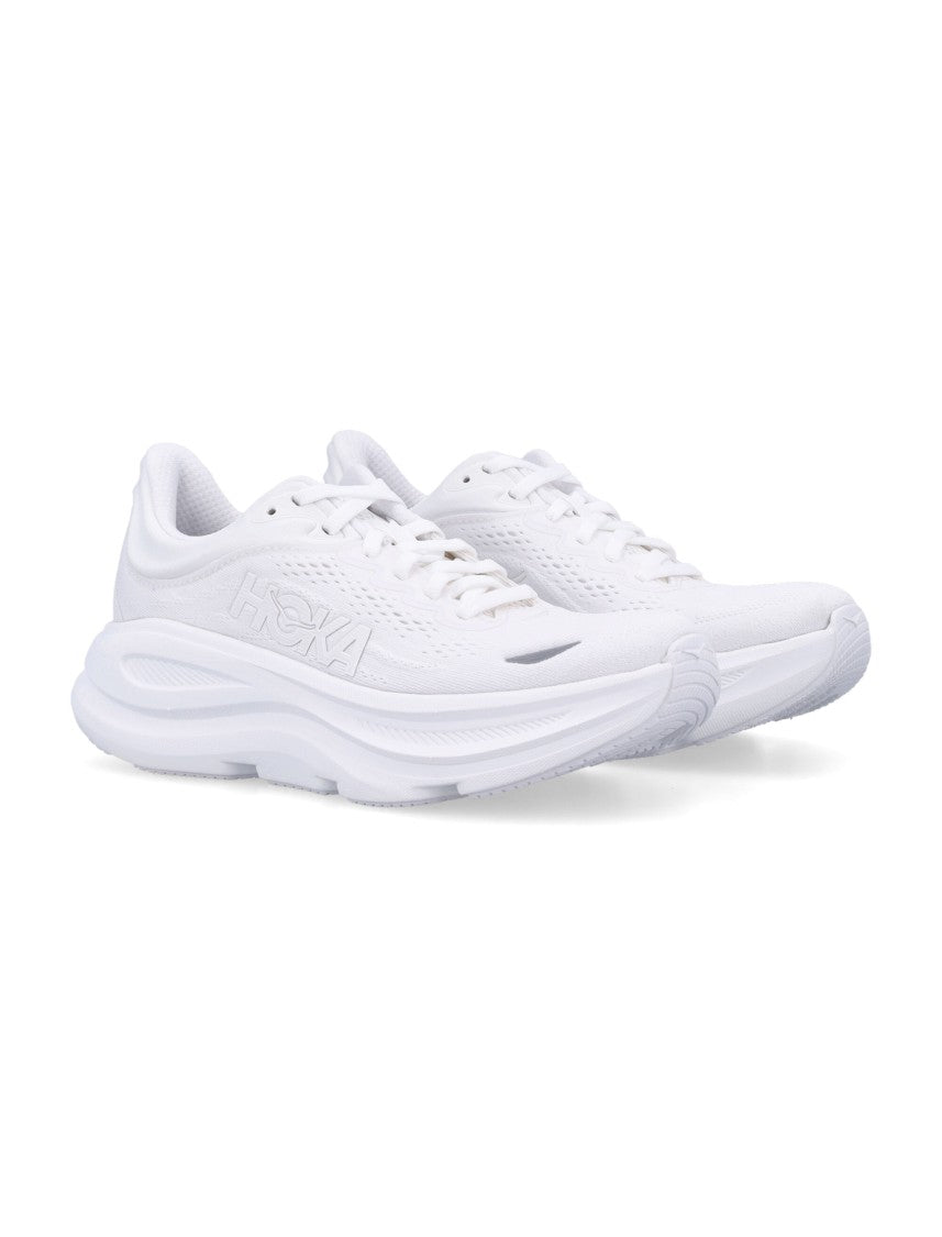 Hoka Bondi 9 Cushioned White Mesh Sneakers