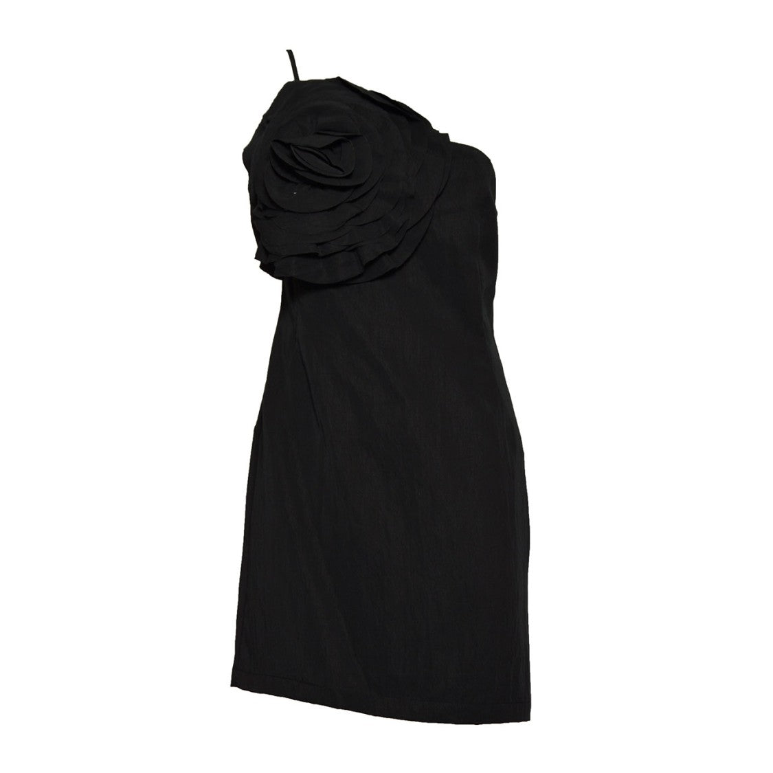 Blumarine Black Viscose Short Dress With Maxi Flower