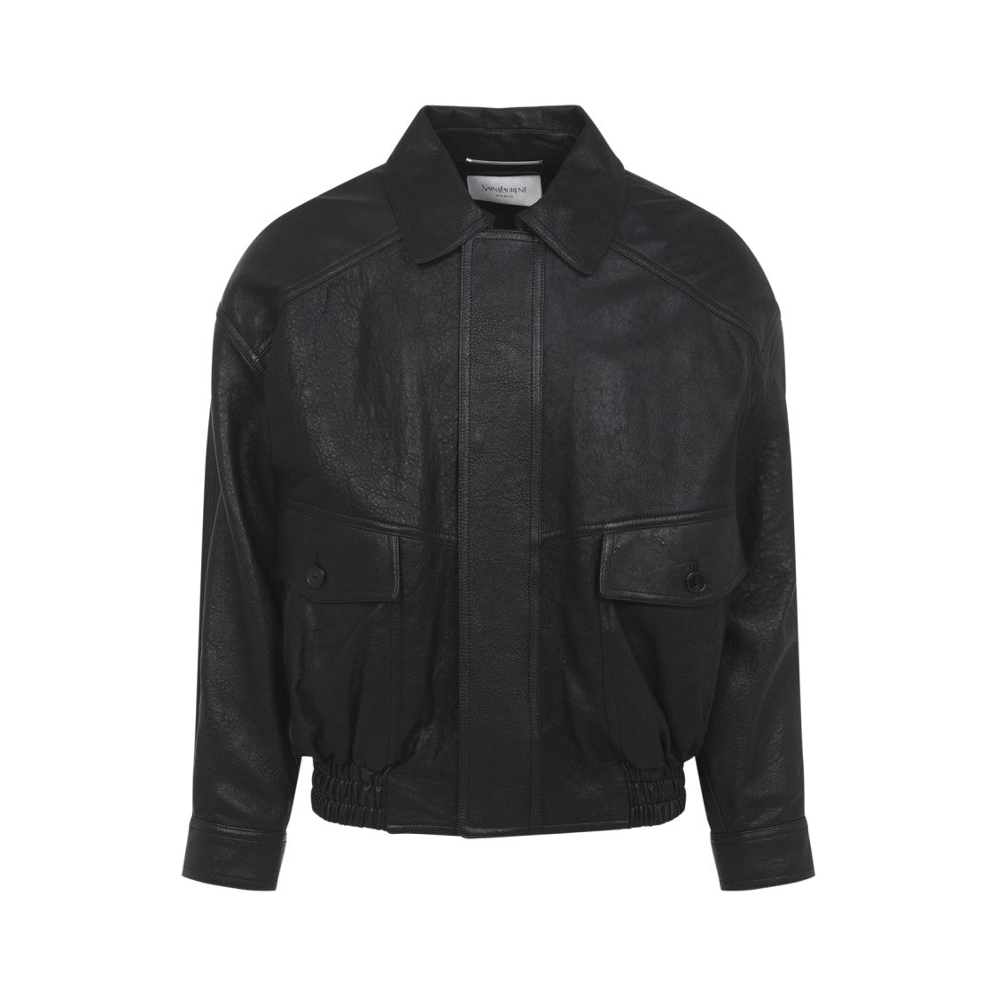 Saint Laurent Black Lamb Leather Jacket With Classic Collar