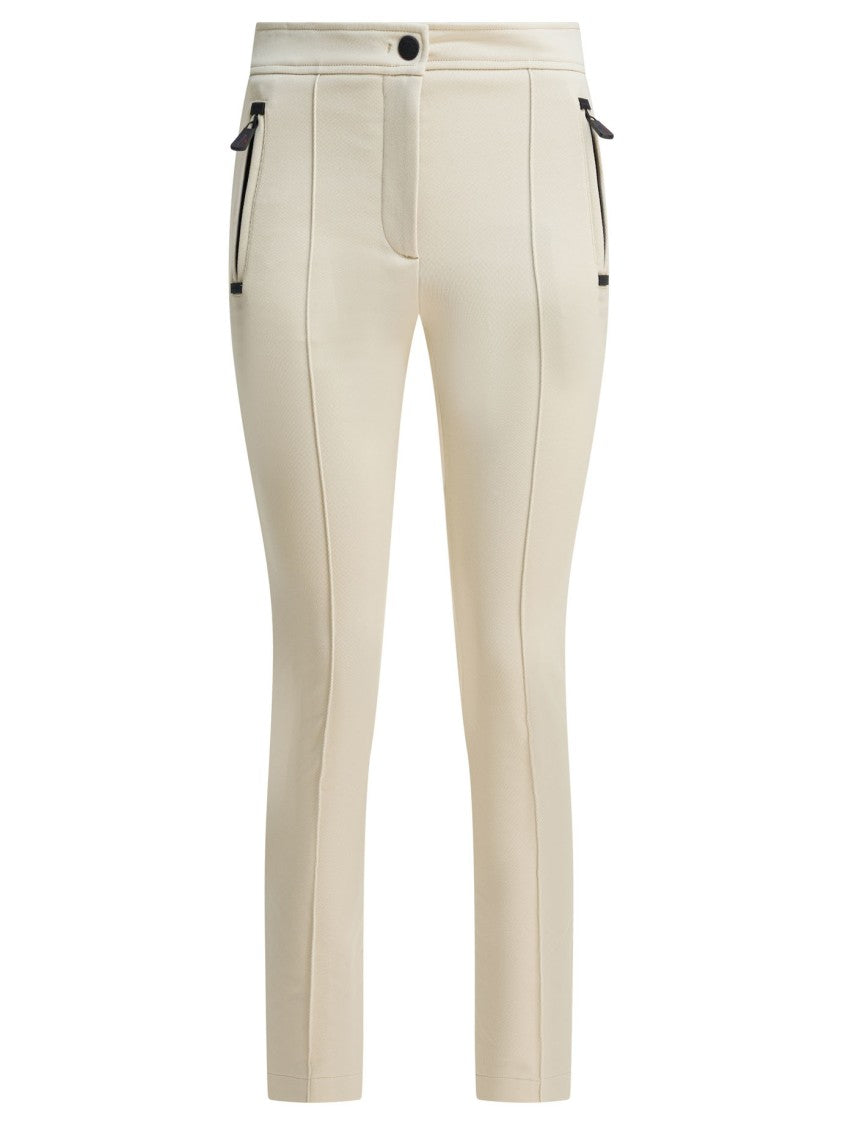 Moncler Grenoble High-Waisted Beige Trousers With Tailored Fit