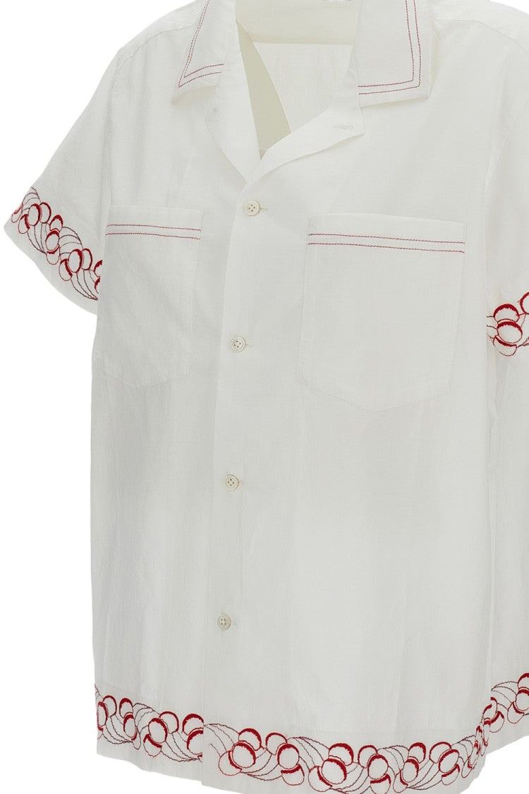 Bode New York White Cherry Lane Embroidered Shirt