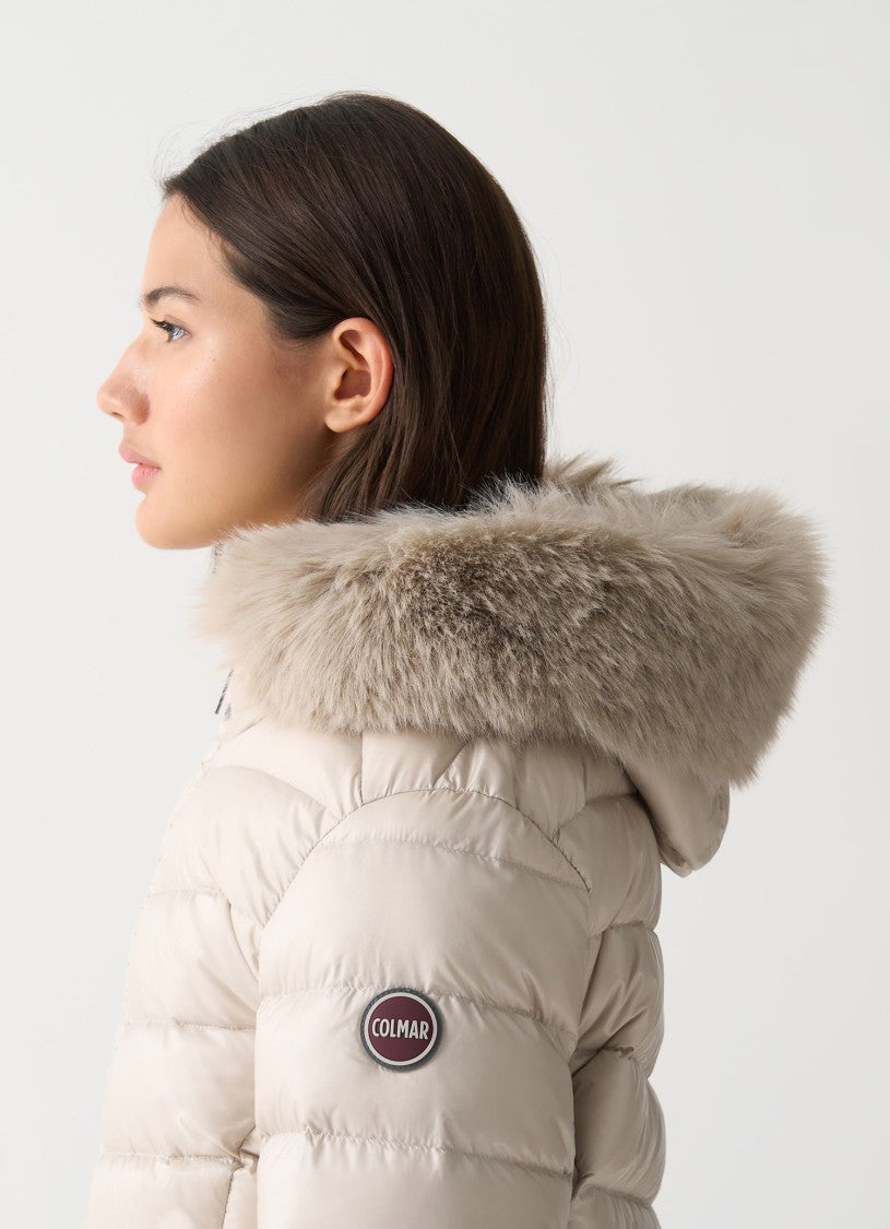 Colmar Originals Quilted Puffer Jacket With Synthetic Fur Trim