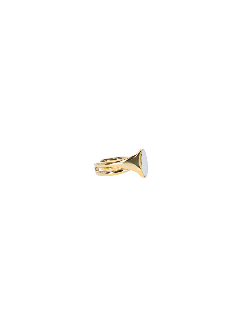Charlotte Chesnais Gold Initial Signet Twisted Ring