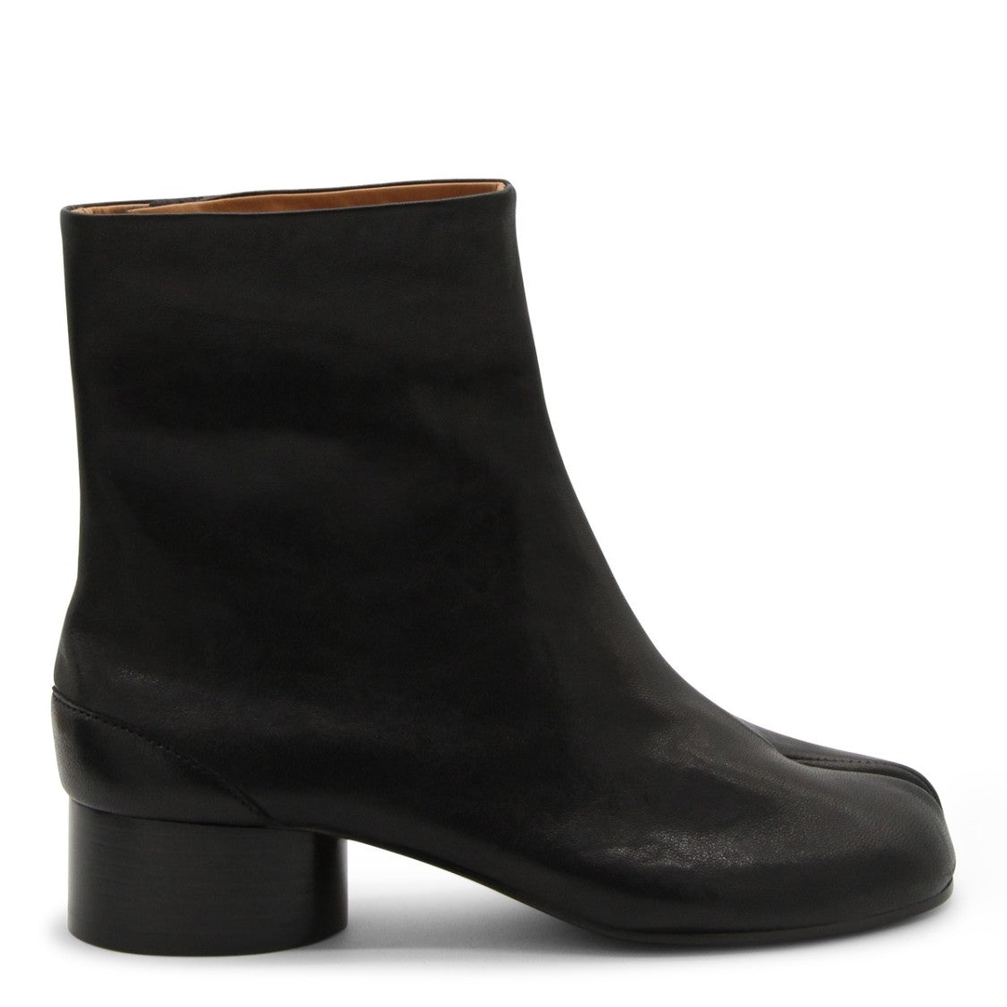 Maison Margiela Black Leather Tabi Ankle Boots With Side Zip