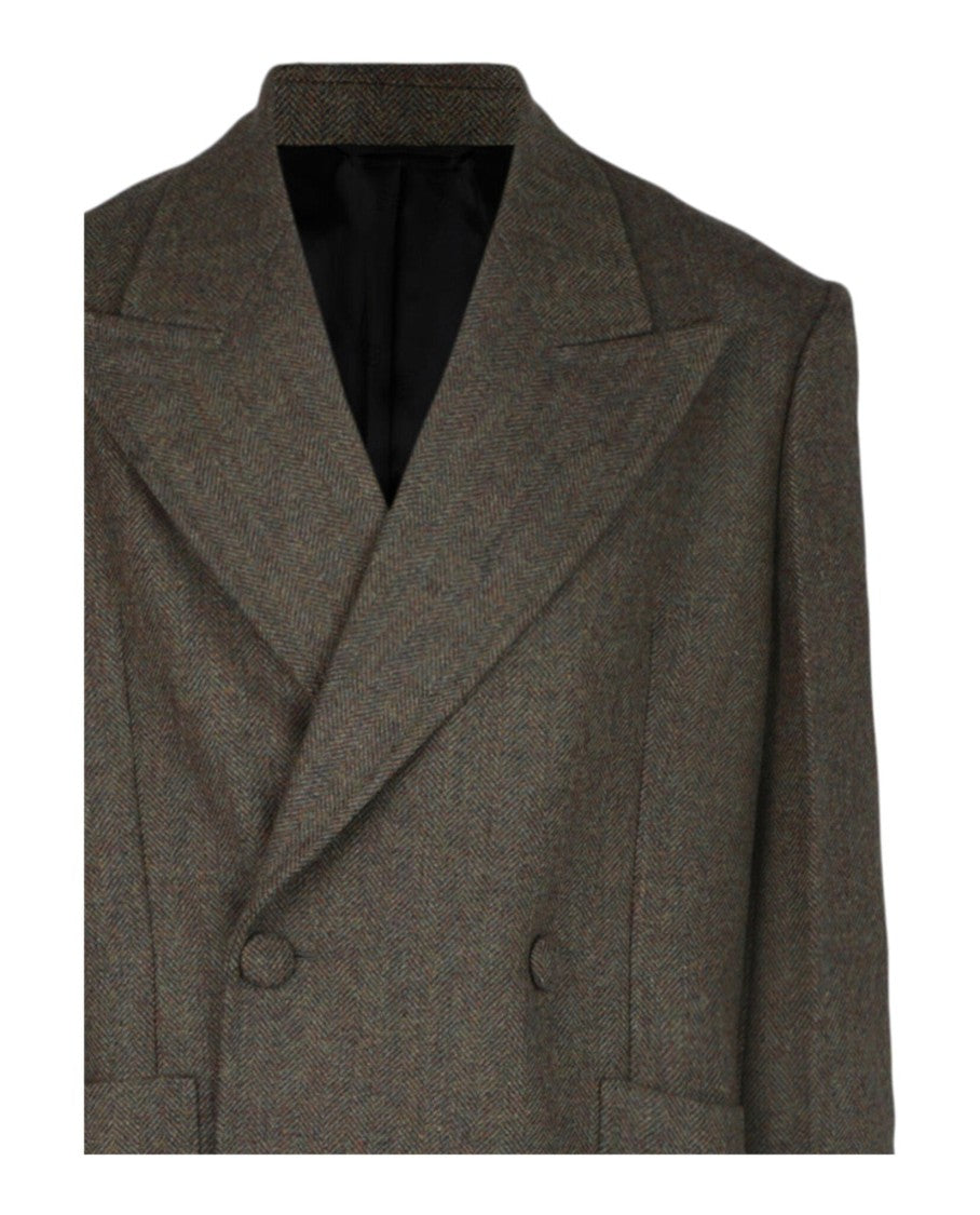 Givenchy Double Breasted Herringbone Coat