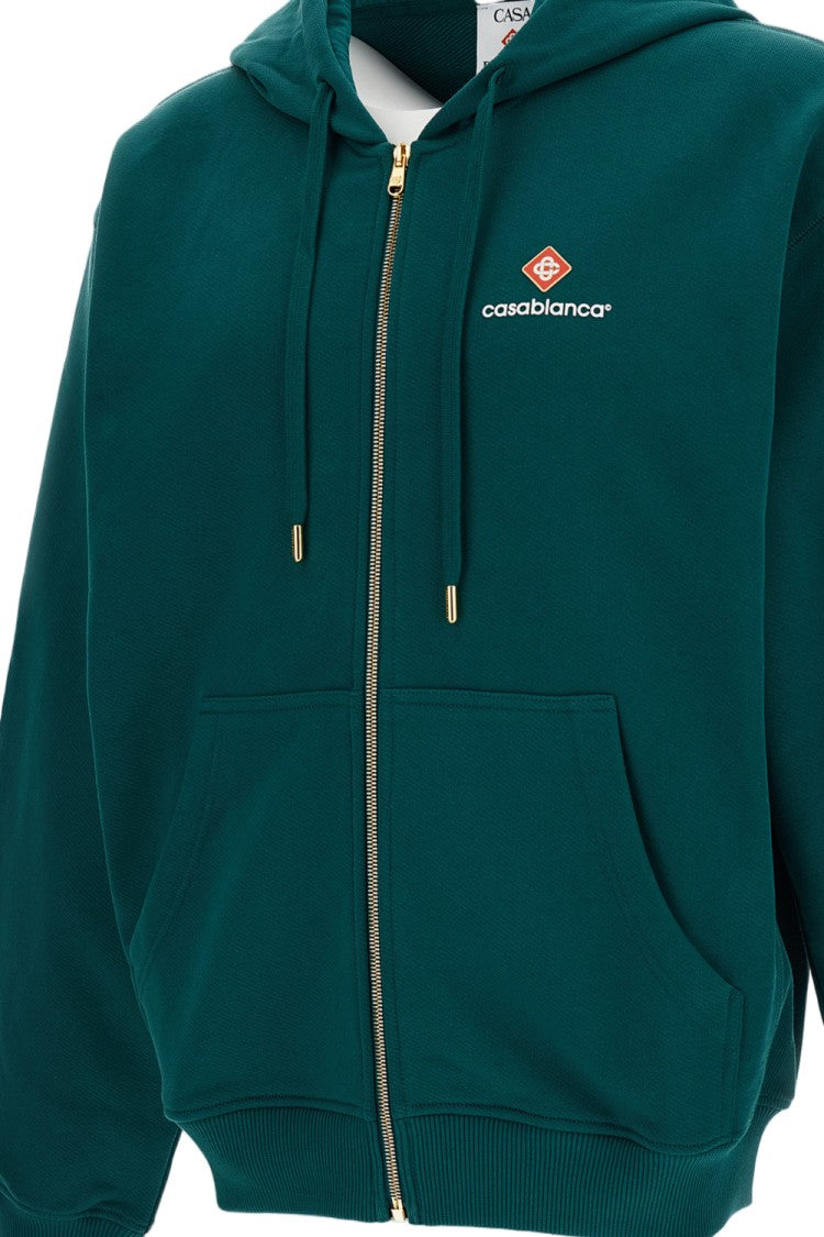 Casablanca Green Zip-Up Cotton Hoodie