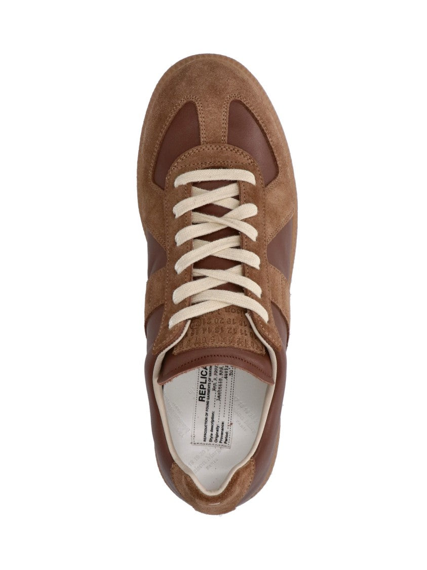 Maison Margiela Brown Suede Panel Low-Top Sneakers
