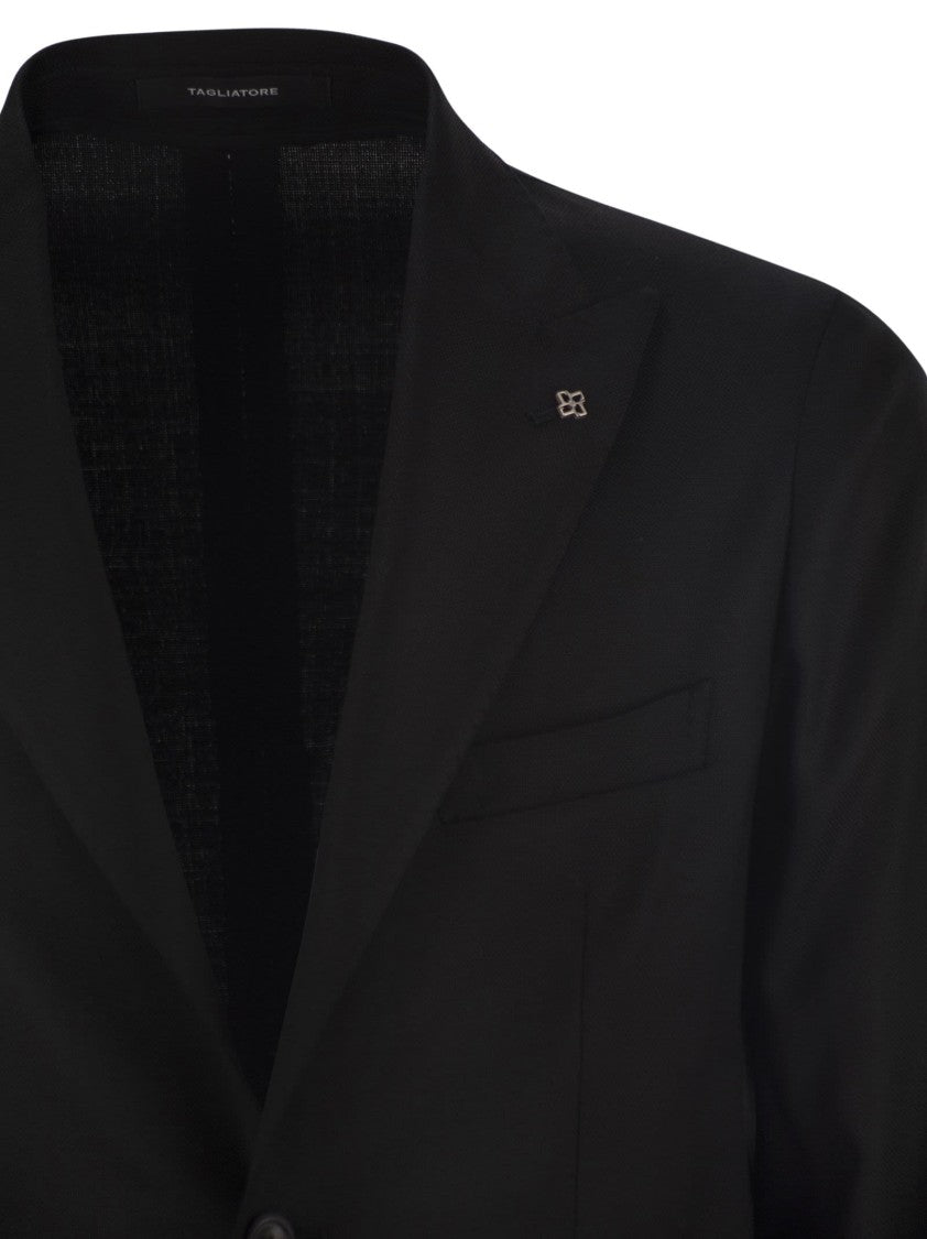 Tagliatore Two-Button Wool Jacket With Revered Collar