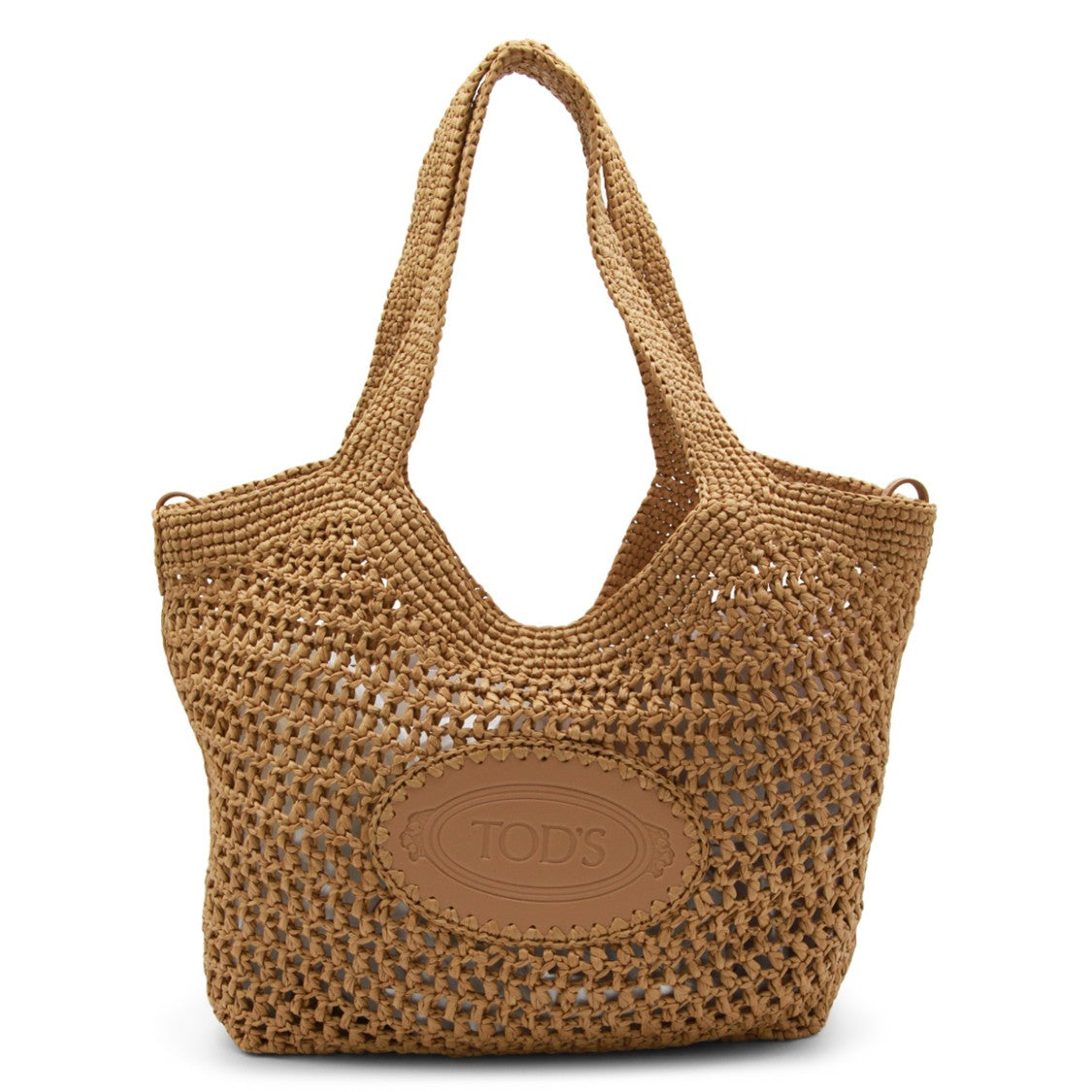 Tod's Natural Raffia Tote With Handcrafted Crochet Design