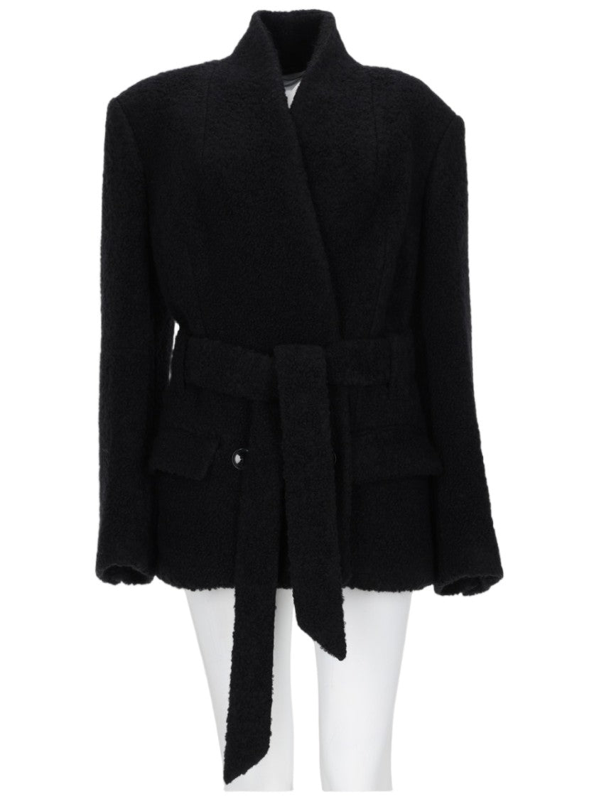 Isabel Marant Syndra Belted Oversized Virgin Wool-Blend Jacket