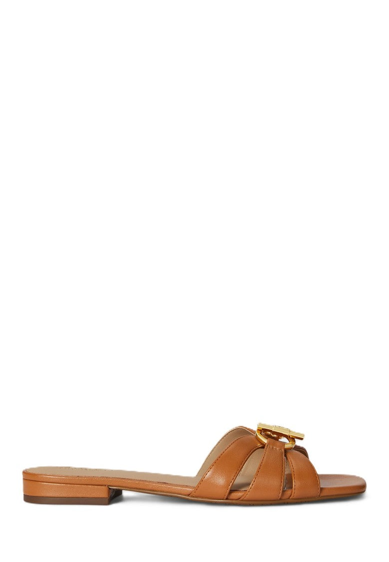 Lauren Ralph Lauren Brown Blaike Slide Leather Sandals
