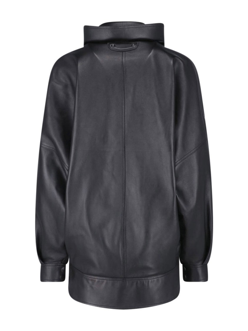 Balenciaga Boxy Oversized High Collar Smooth Leather Jacket