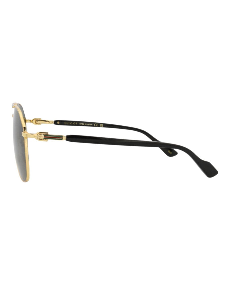Gucci Aviator-Frame Metal Sunglasses With Gold Finish