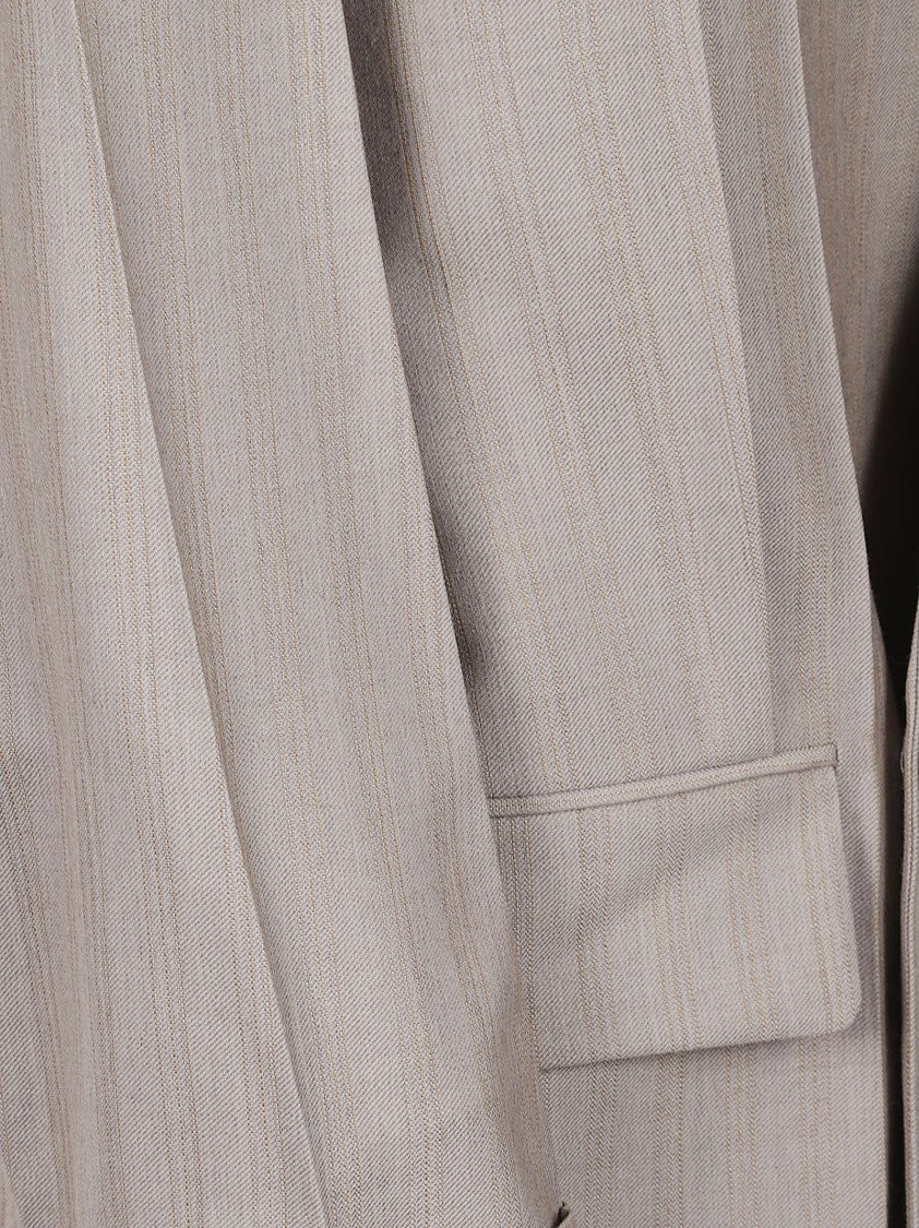 Victoria Beckham Tailored Collarless Jacket In Soft Beige Fabric