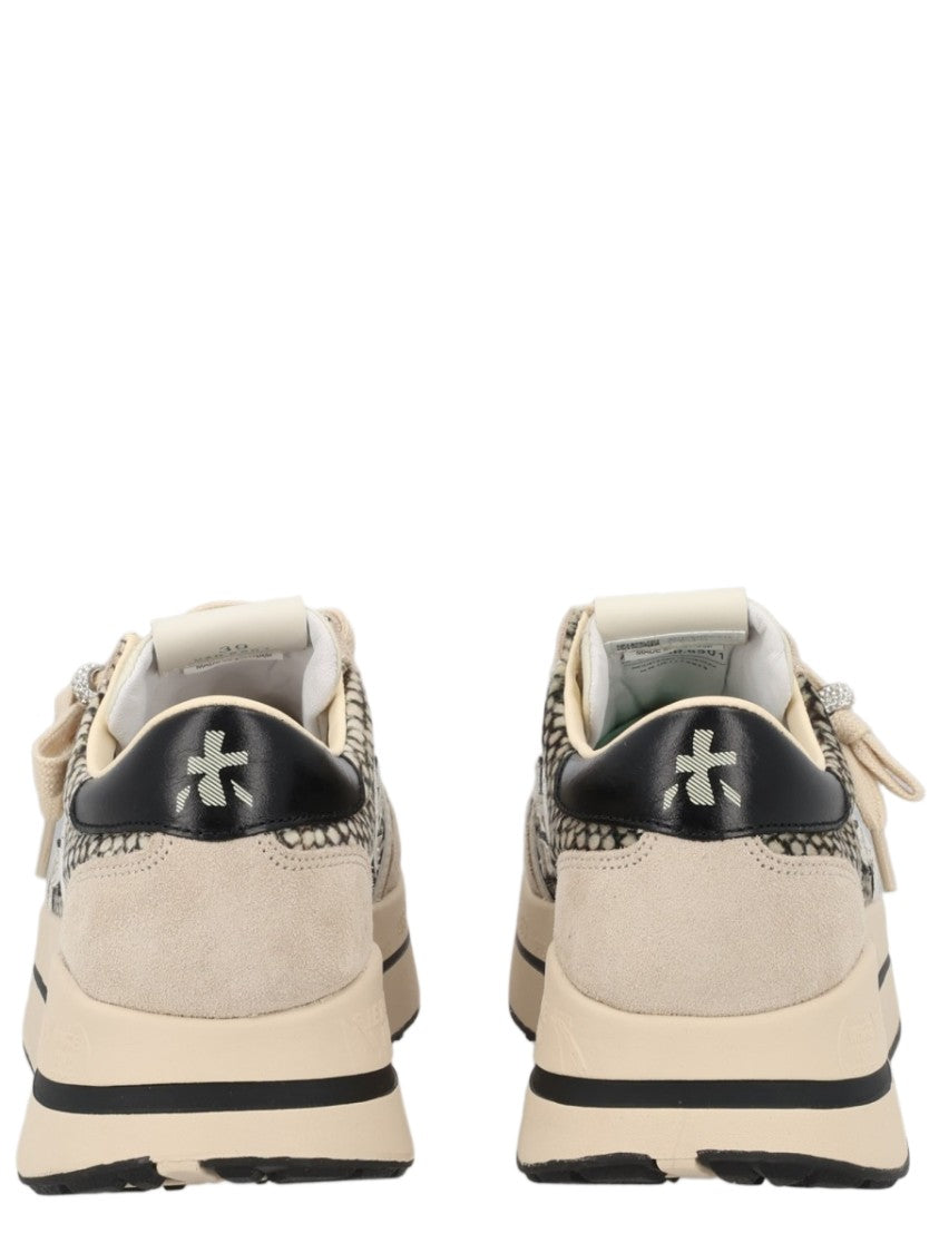 Premiata Multicolour Beige Suede Snake Print Sneakers