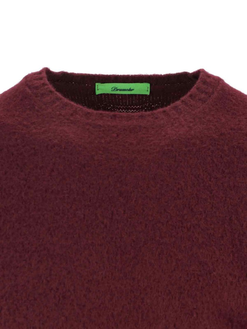Drumohr Bordeaux Crew Neck Sweater With Ribbed Finishes