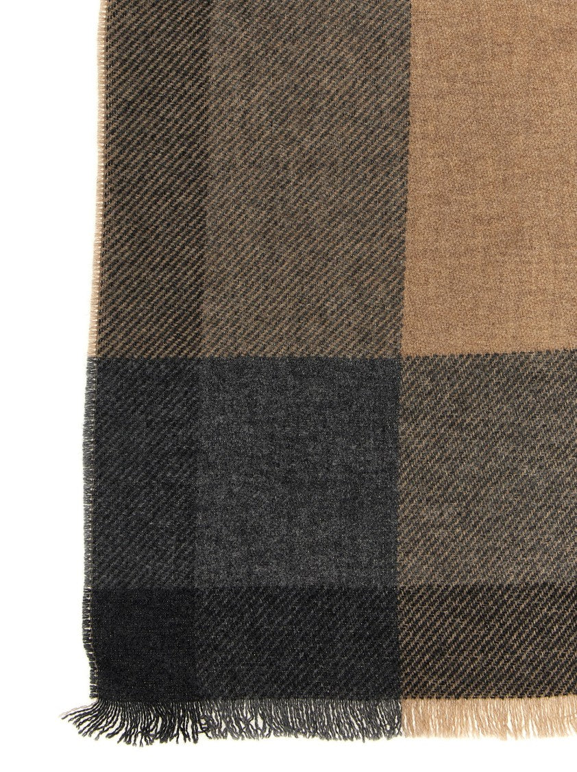 Brunello Cucinelli Check Print Wool-Cashmere Scarf