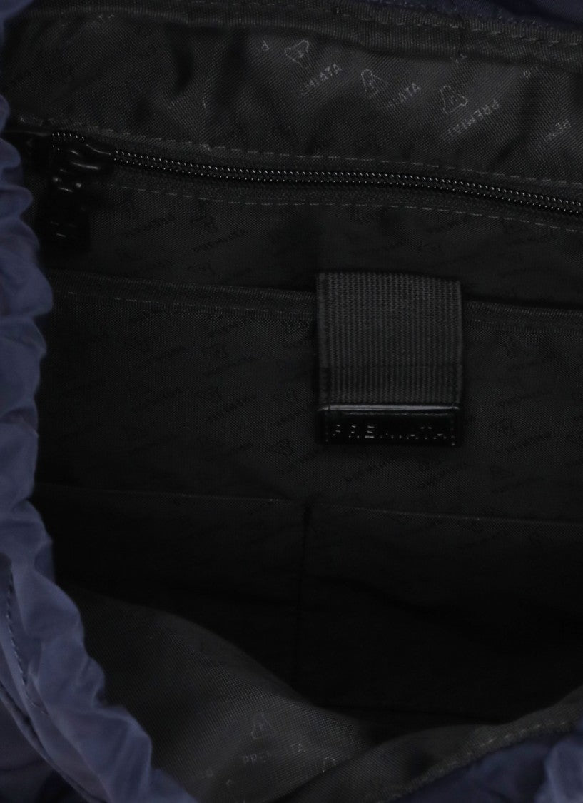 Prmt Structured Nylon Backpack With Leather Accents And Multiple Compartments